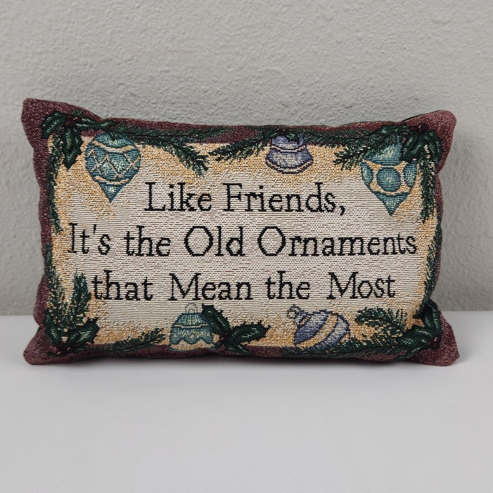 Christmas Tapestry Small Pillow Holiday Friends Sentiment Cottagecore Decor